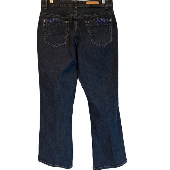 Cos Jeans 8P Bootcut Dark Wash Rhinestone Pocket Denim Y2K Bling - Picture 2 of 8